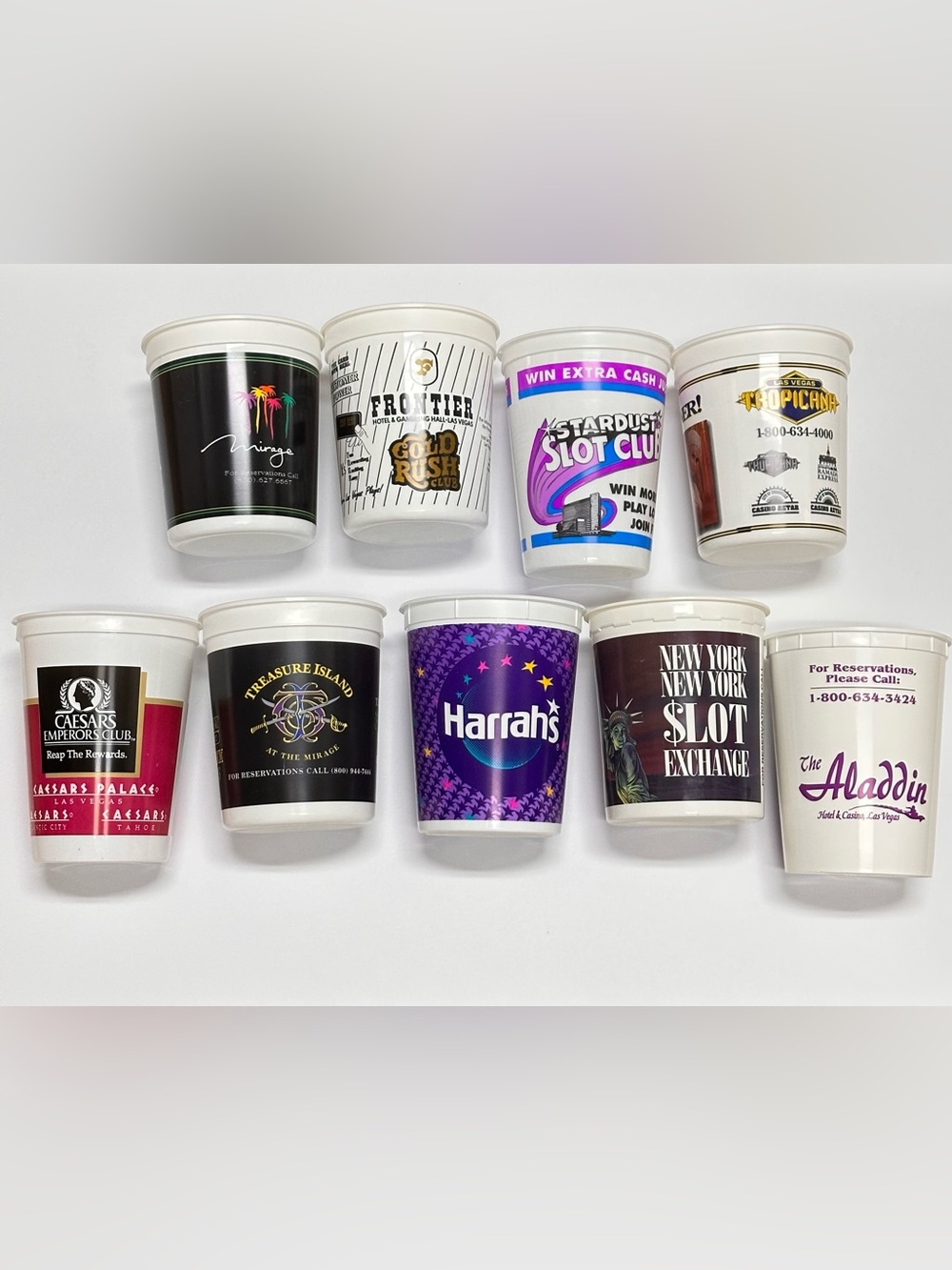 VTG Lot of 9 Las Vegas Casino Coin Cups Token Buckets Mirage Stardust Tropicana+